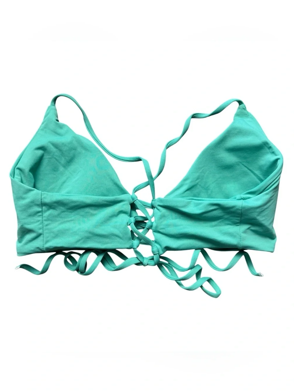 Aqua Lace-Up Bikini Top Size S Adjustable Flattering Fit - Beach Ready